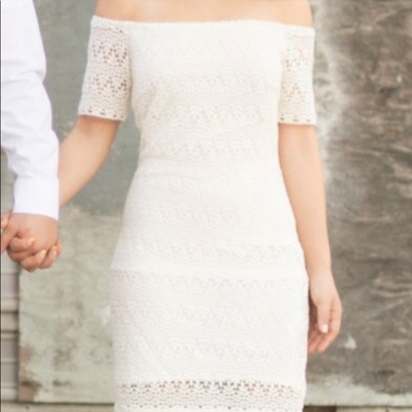 White lace off the shoulder dress - Picture 3 of 6